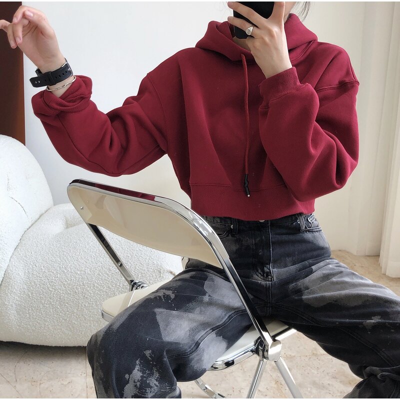 Women's Hoodie Factory - Athletic Crop Top Hoodie