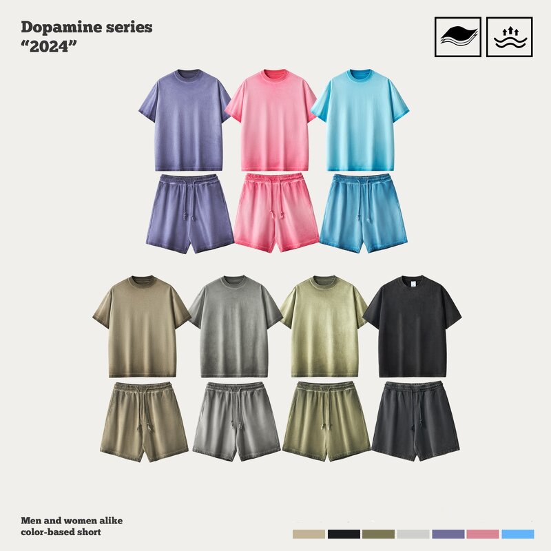 Men's Tracksuit Factory - Washed T-shirt Shorts Set