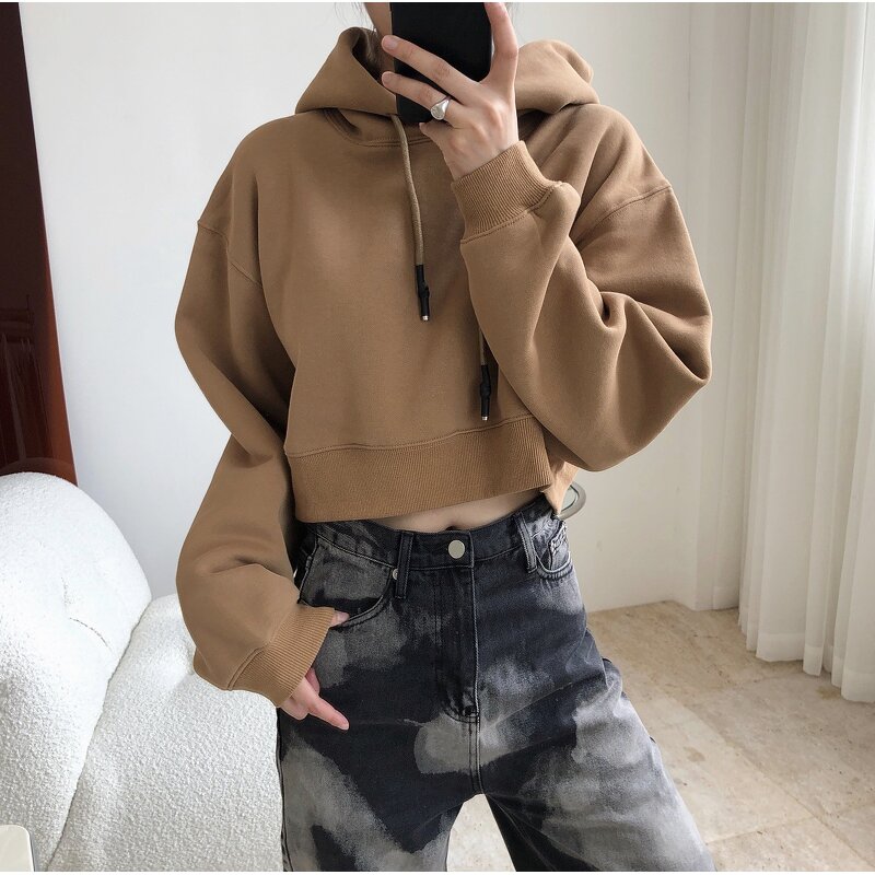 Women's Hoodie Factory - Athletic Crop Top Hoodie