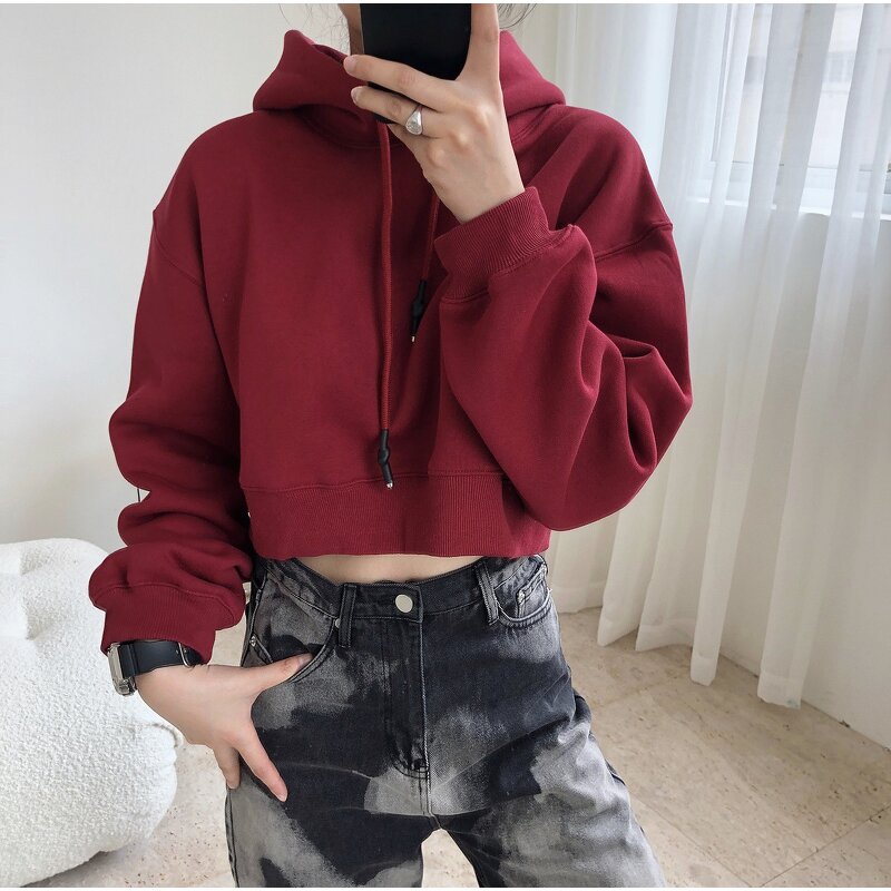 Women's Hoodie Factory - Athletic Crop Top Hoodie
