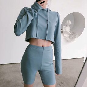 Women's Hoodie Set Factory - 2 Piece Crop Hoodie Set