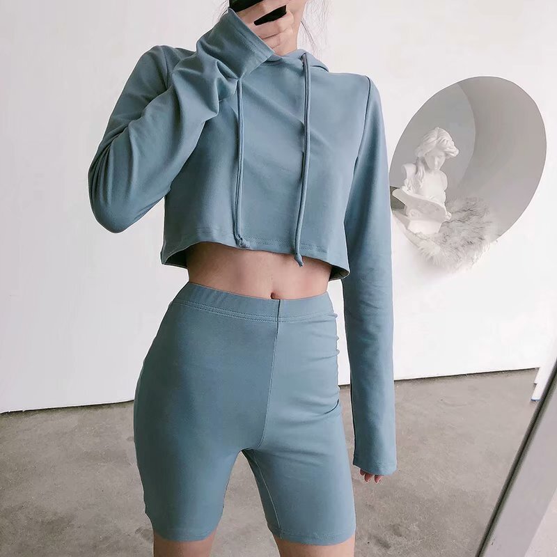 Women's Hoodie Set Factory - 2 Piece Crop Hoodie Set