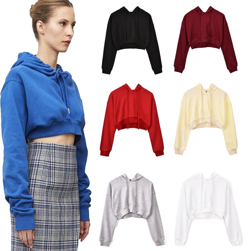 Women's Hoodie Factory - Long Sleeve Crop Top