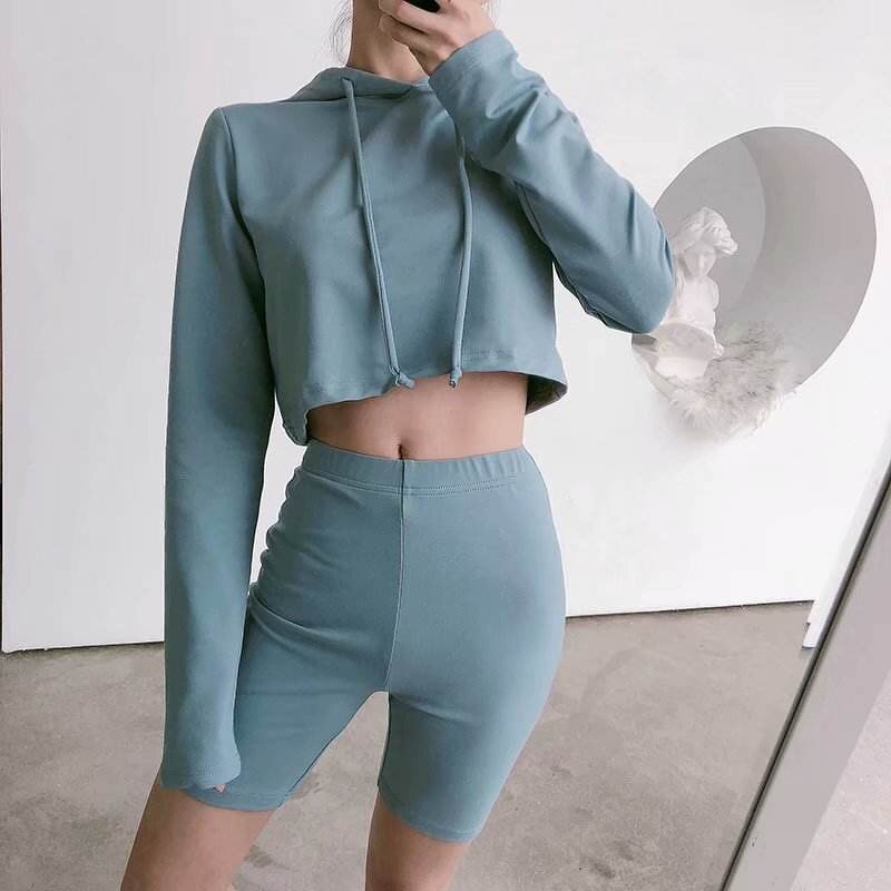 Women's Hoodie Set Factory - 2 Piece Crop Top Set