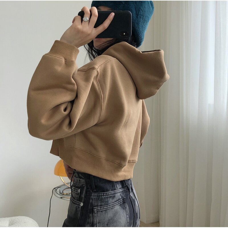 Women's Hoodie Factory - Athletic Crop Top Hoodie