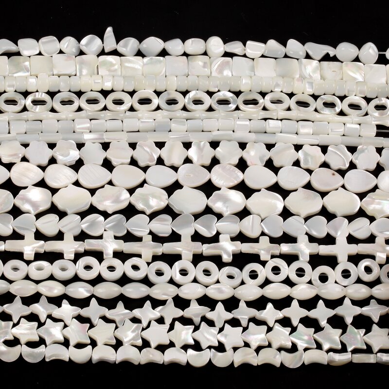 Mother Pearl Beads Supplier - Natural White Love Heart Cross Design DIY