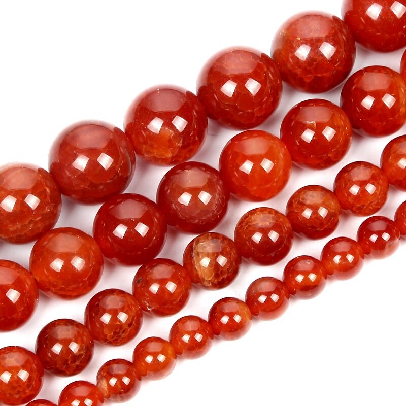 Carnelian Beads Supplier - Natural Stone Round Red Agate DIY Jewelry