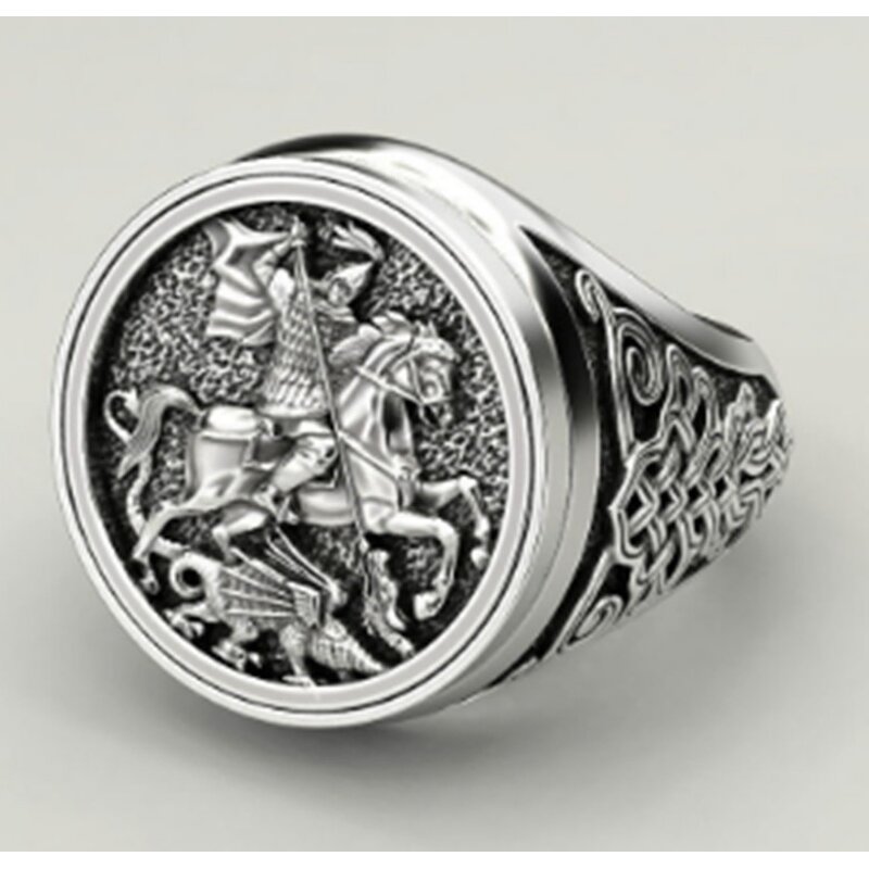 Religious Ring Supplier - St. George Vintage Stainless Steel Unisex Trendy