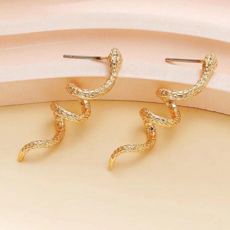 Drop Earrings Factory - Exaggerated Snake Shape Long Back Front Hanging Vintage