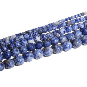 Sodalite Beads Supplier - White Dot Blue-Vein Natural Stone DIY Jewelry