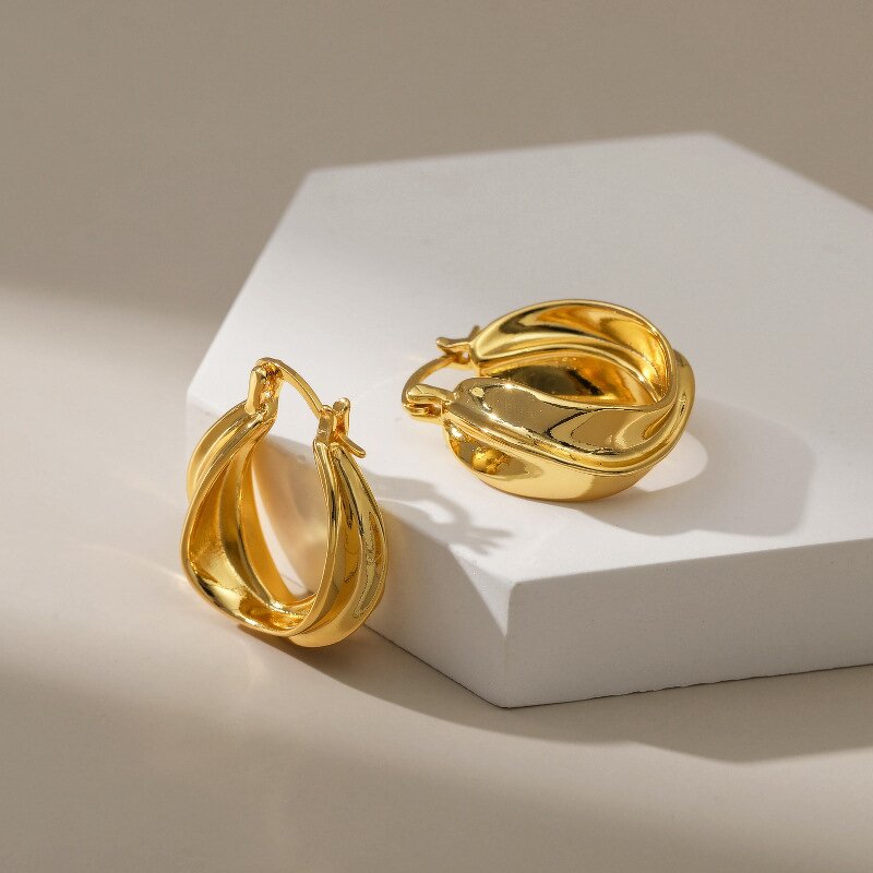 Hoop Earrings Factory - Geometry Twisted Thick Big Round Circle Punk Hiphop