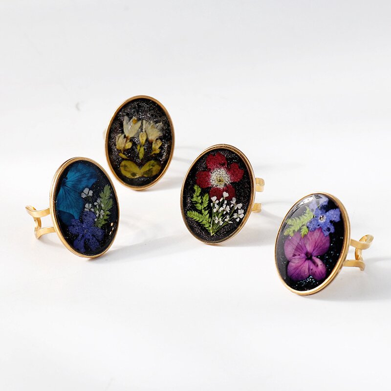 Dried Flower Ring Factory - Handmade Plant Specimen Real Eternal Stainless Steel