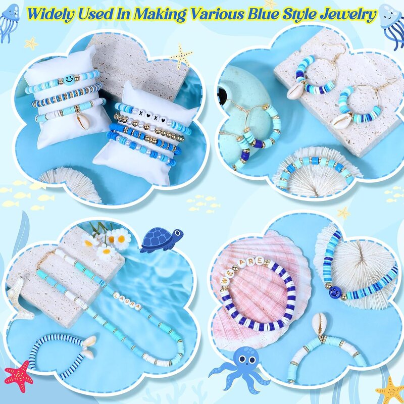 Polymer Clay Beads Factory - Round Rings Mixed Blue Slice Loose DIY