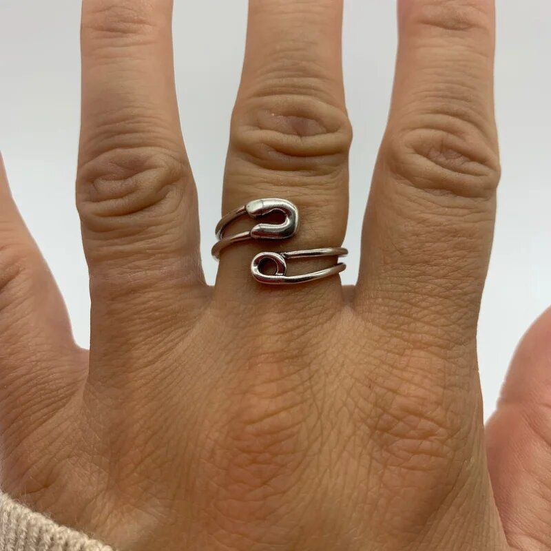 Safety Pin Ring Supplier - Chic Silvery Thumb Adjustable Paperclip Minimalist