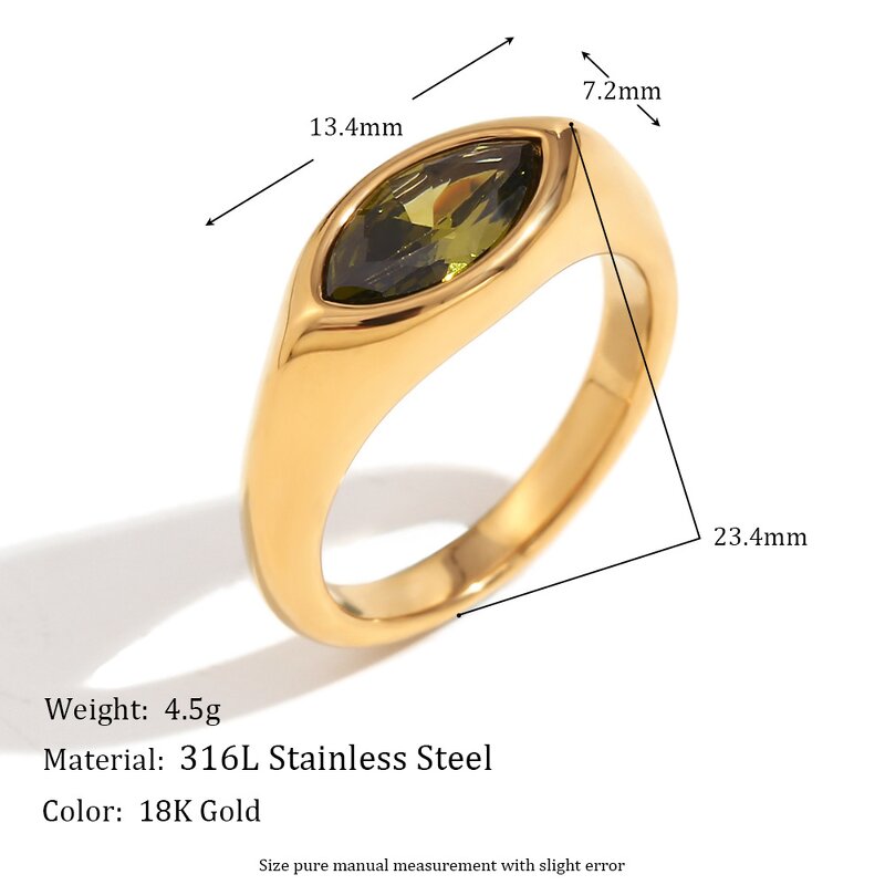 Zircon Seal Ring Factory - Horse Eye Colorful Hypoallergenic Stainless Steel