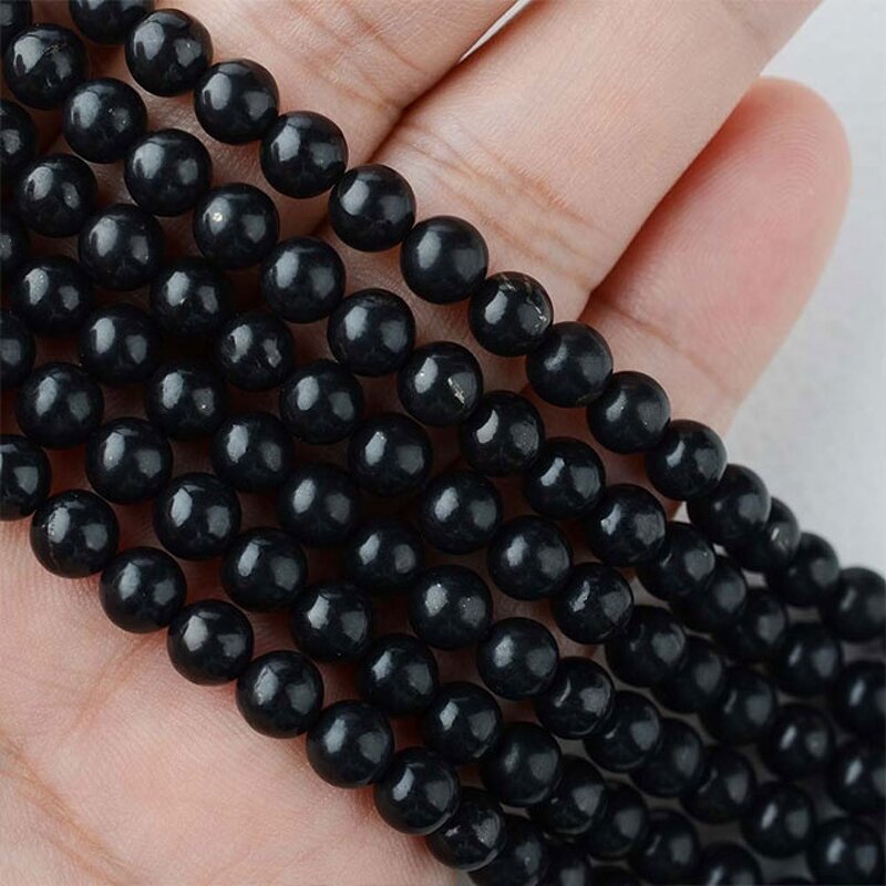 Natural Stone Beads Factory - Shungite Round Conductive Jewelry Making Wholesale