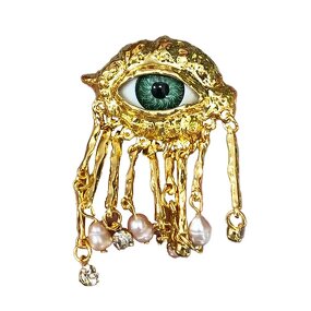 Vintage Brooch Factory - Women Men Eyes of Demon Exaggerated Trendy Pearl Tassels