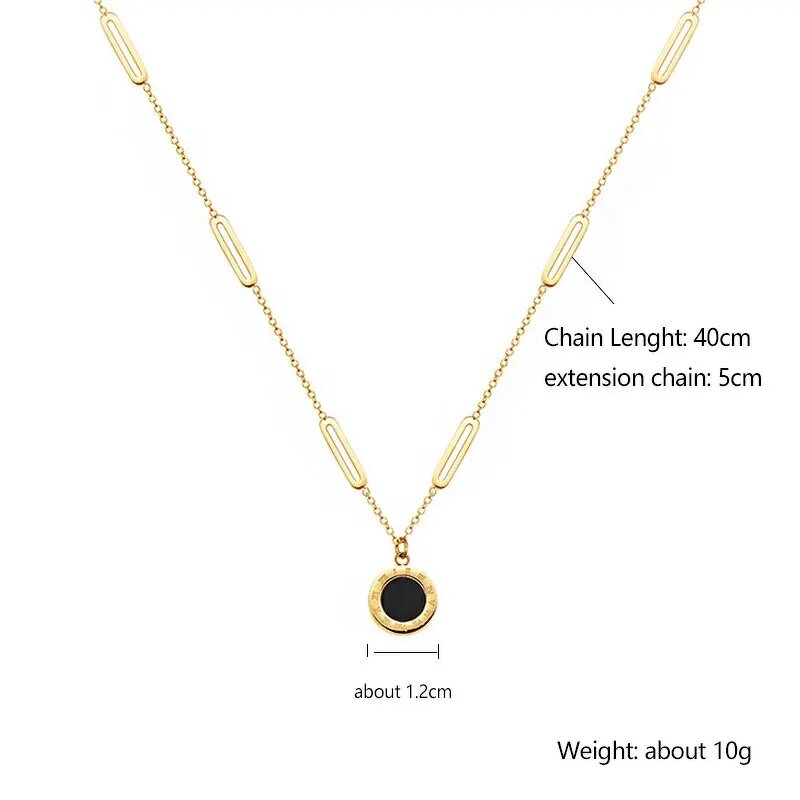 Roman Pendant Necklace Supplier - Fashion Digital Wafer Stainless Steel Party