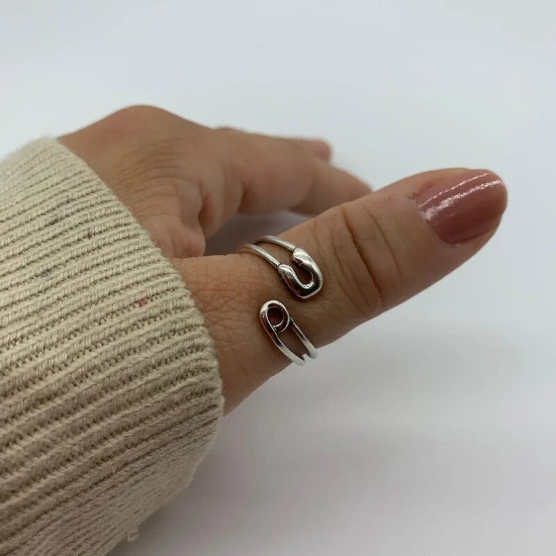 Safety Pin Ring Supplier - Chic Silvery Thumb Adjustable Paperclip Minimalist