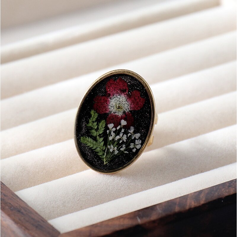 Dried Flower Ring Factory - Handmade Plant Specimen Real Eternal Stainless Steel