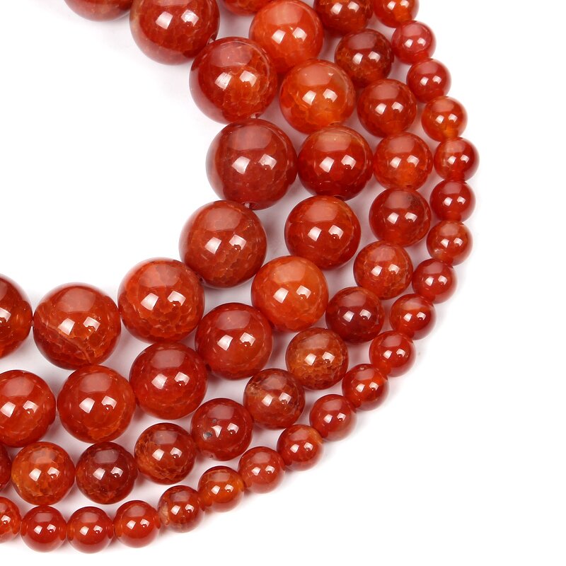 Carnelian Beads Supplier - Natural Stone Round Red Agate DIY Jewelry
