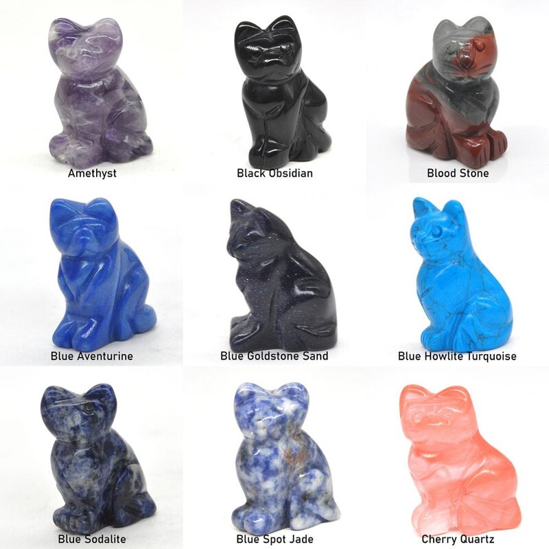 Gemstone Carving Supplier - Wholesale Natural Cat Statue Reiki Animals Figurines