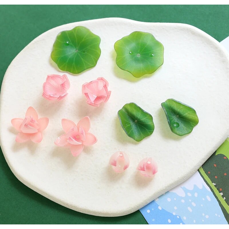 Resin Beads Supplier - Simulation Lotus Leaf Dewdrop Straight Perforated