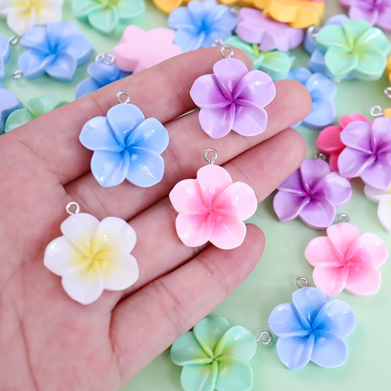 Frangipani Charms Factory - 7 Colors Floral Resin Bulk Hawaii Summer Spring