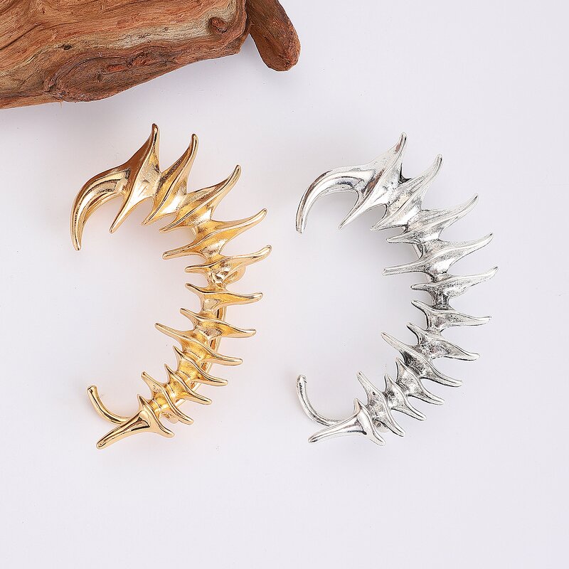 Punk Ear Clip Supplier - Skeleton Spike Silver Color Metal Unisex Ins