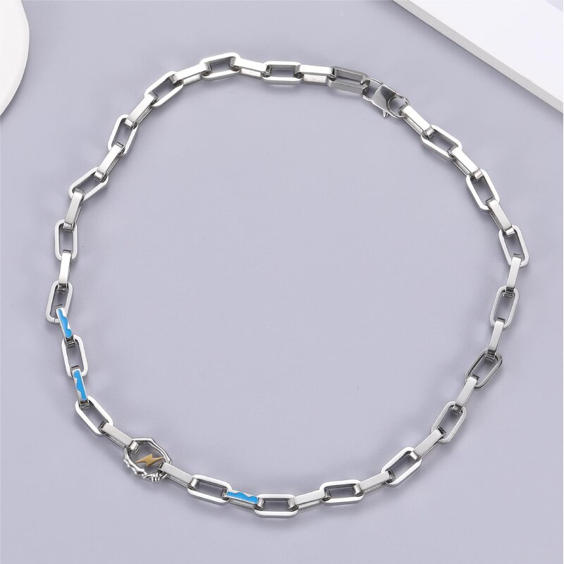 Lightning Bracelet Factory - Punk Street Thick Square Titanium Steel Mosaic