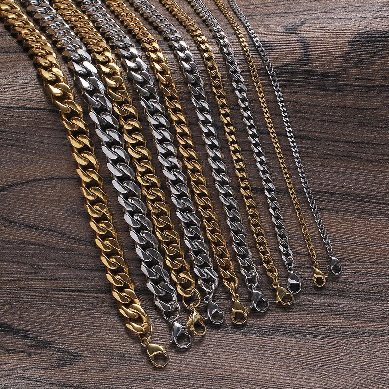 Cuban Link Chain Supplier - collar de cadena de eslabones 18k oro acero inoxidable