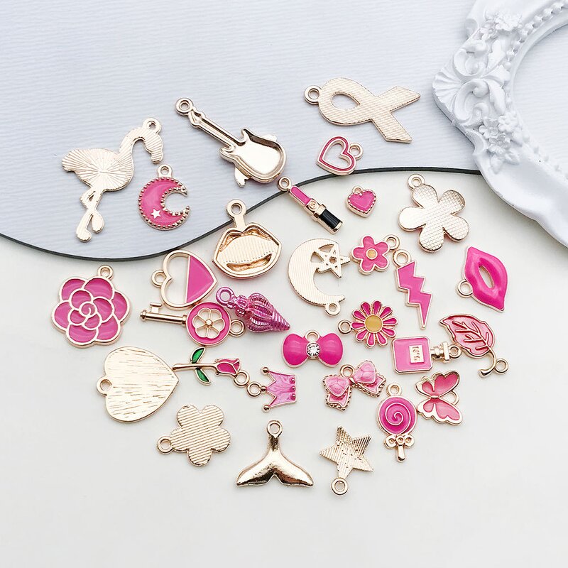 Oil Dripping Pendant Supplier - Rose Red with Alloy Earrings DIY Findings