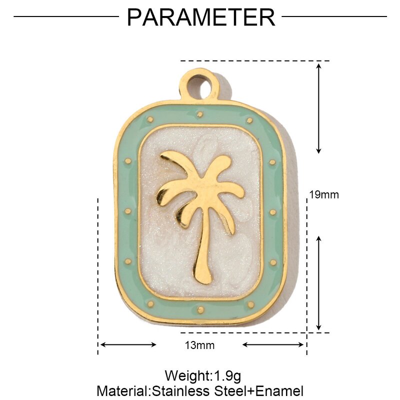 Summer Beach Charms Supplier - Stainless Steel Fruits Peach Coconut Palm Tree