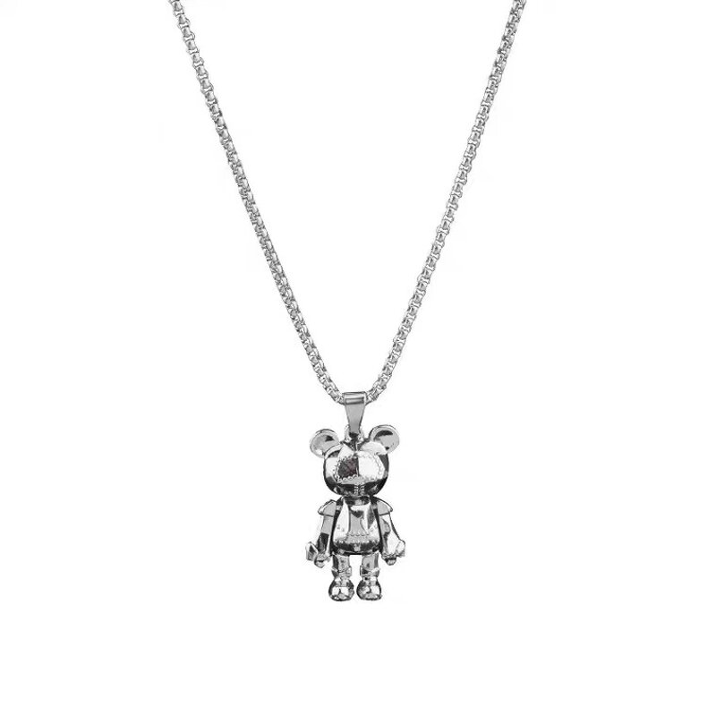 Bear Pendant Necklace Supplier - Rotatable Doll Stainless Steel Hip-hop Personality