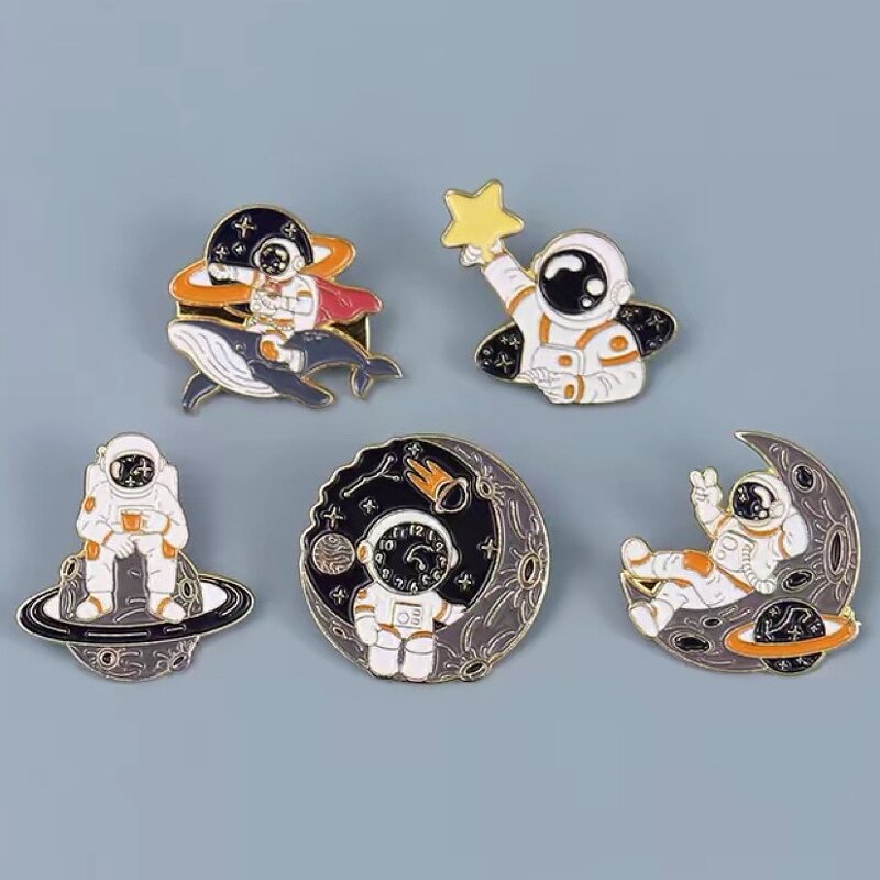 Metal Brooch Supplier - Astronaut Planet Rocket Starry Sky Backpack Clothing