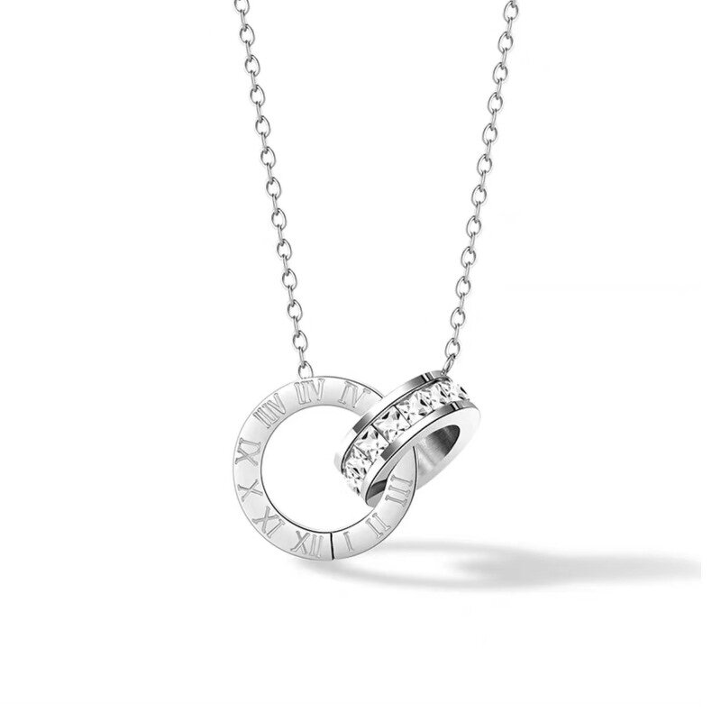 Roman Numerals Necklace Factory - Stainless Steel Inlaid Zirconium Plated Couple