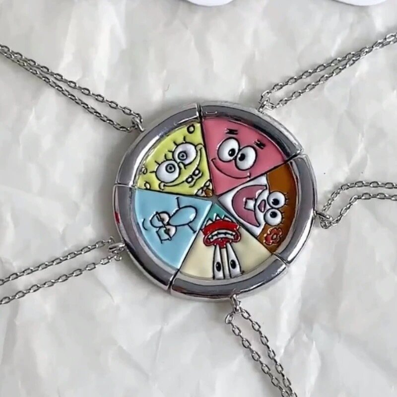 Anime Necklace Factory - NEW 5 PCS Cute SpongeBob Kawaii Suction High Beauty