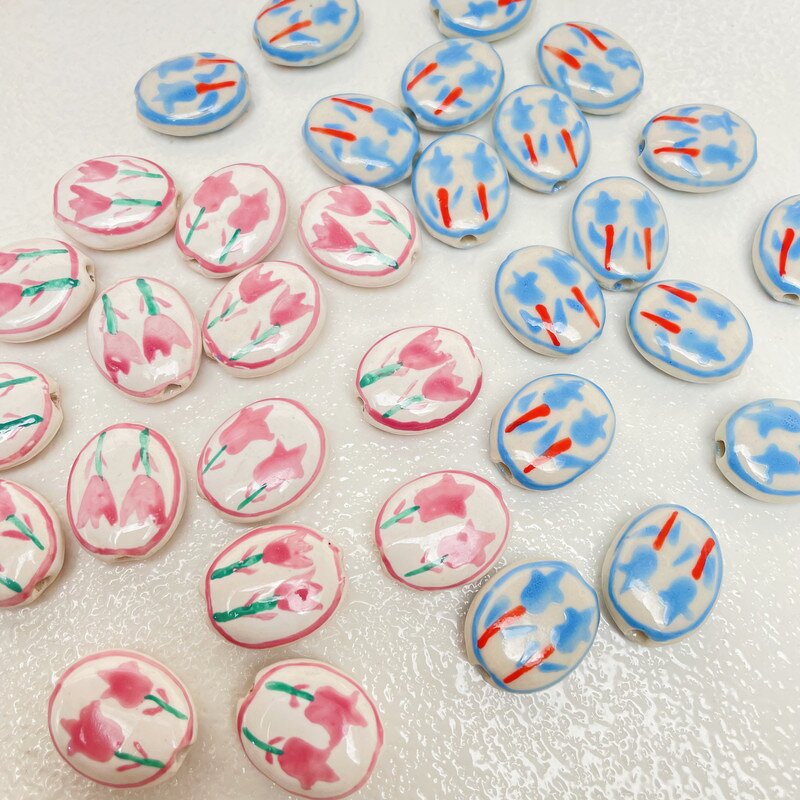 Ceramic Beads Factory - Tulip Flower Hand Painted Porcelain Loose Spacer