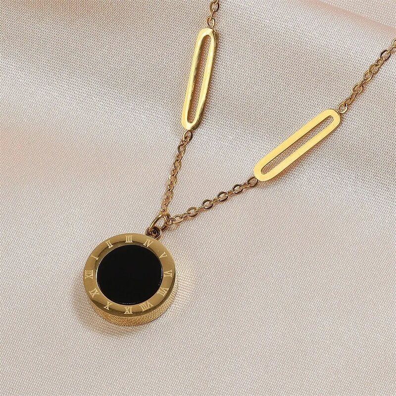 Roman Pendant Necklace Supplier - Fashion Digital Wafer Stainless Steel Party