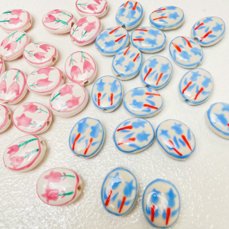 Ceramic Beads Factory - Tulip Flower Hand Painted Porcelain Loose Spacer