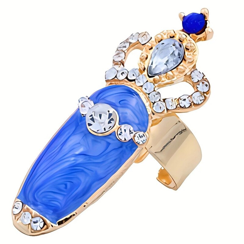 Crown Flower Ring Supplier - Fashion Rhinestone Adjustable Opening Gold Plated