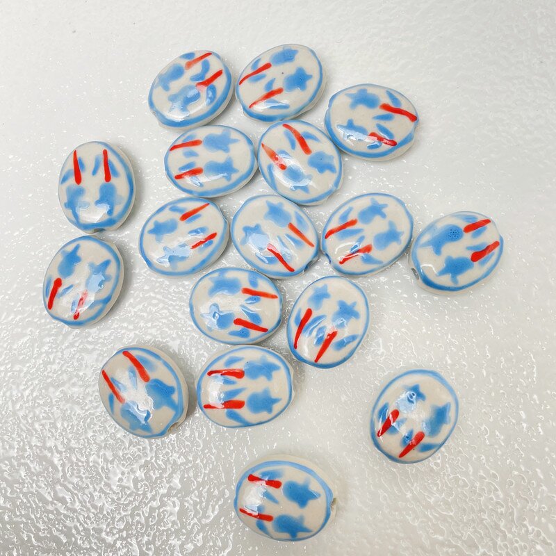 Ceramic Beads Factory - Tulip Flower Hand Painted Porcelain Loose Spacer