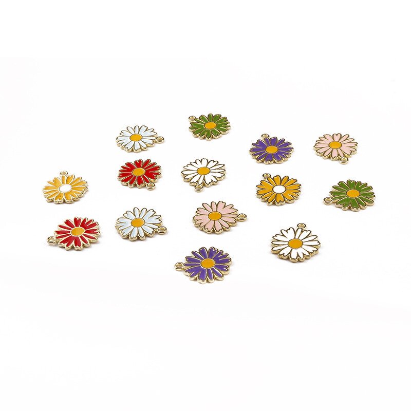 Enamel Charms Supplier - 5Pcs Stainless Steel Small Daisy Pendants Bulk DIY