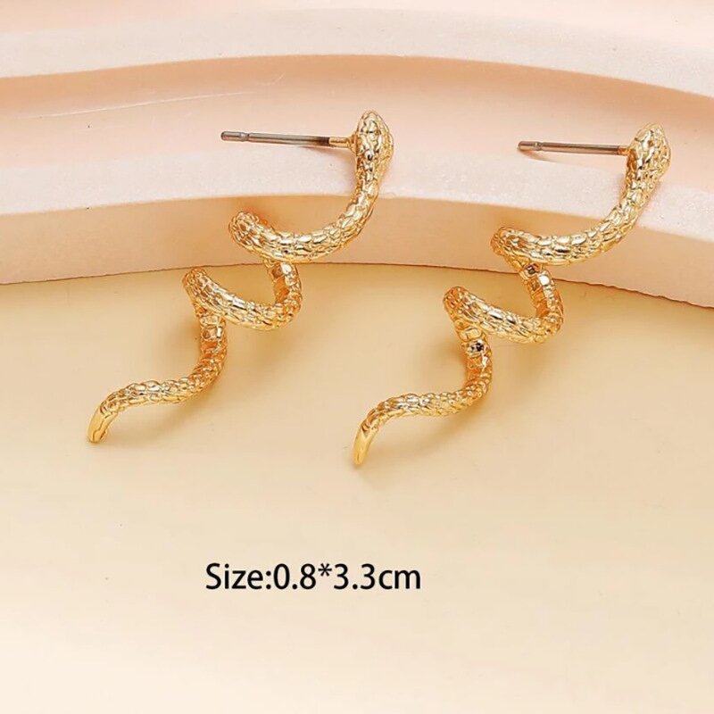Drop Earrings Factory - Exaggerated Snake Shape Long Back Front Hanging Vintage