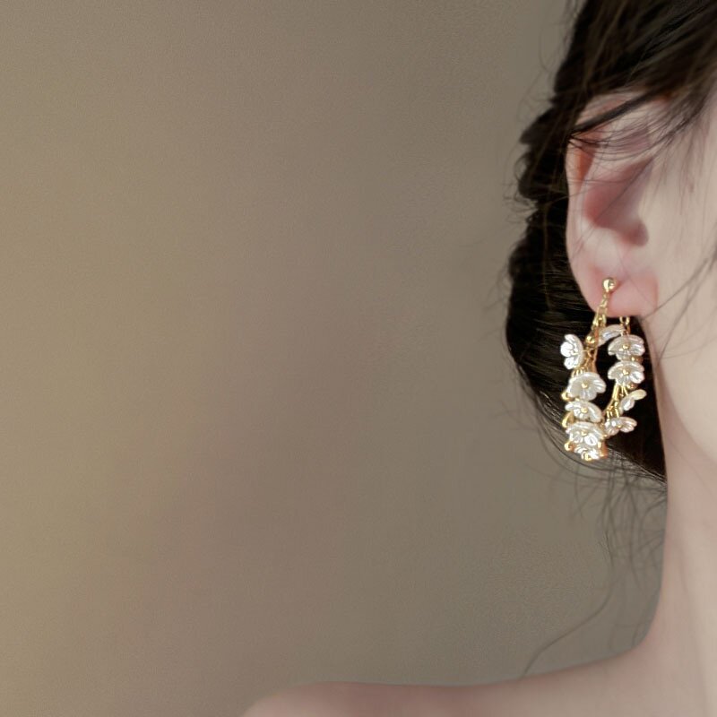 Dangle Earrings Supplier - Fashion Camellia Flower Petal Luxury Removable Tassel