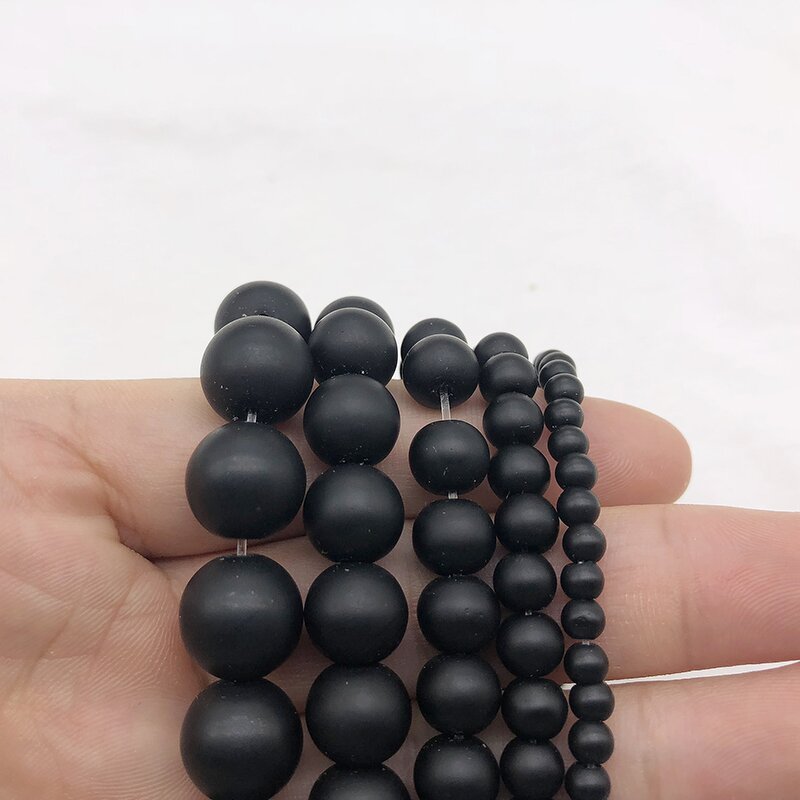 Onyx Beads Factory - Natural Black Polish Matte Round DIY Kits