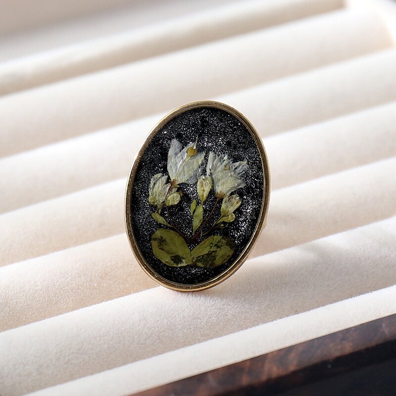 Dried Flower Ring Factory - Handmade Plant Specimen Real Eternal Stainless Steel