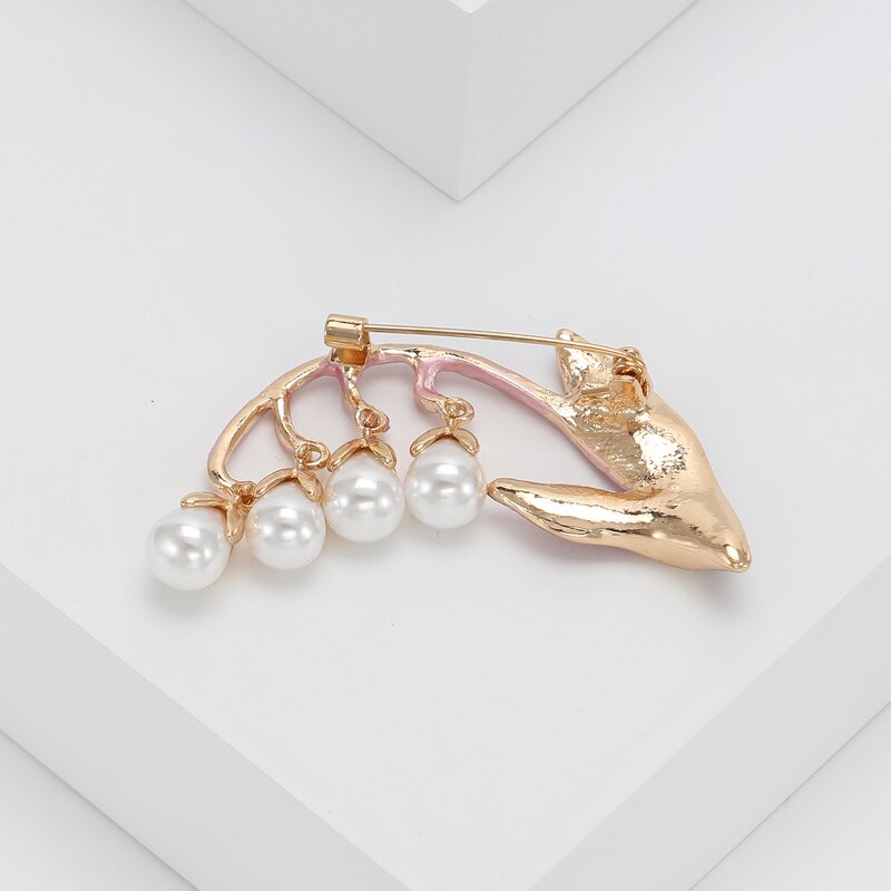 Lily of the Valley Brooch Supplier - Designer Pastoral Temperament Pearl Green Leaf