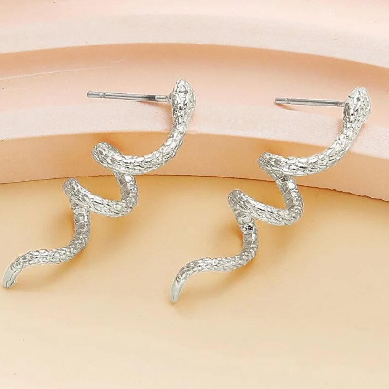 Drop Earrings Factory - Exaggerated Snake Shape Long Back Front Hanging Vintage