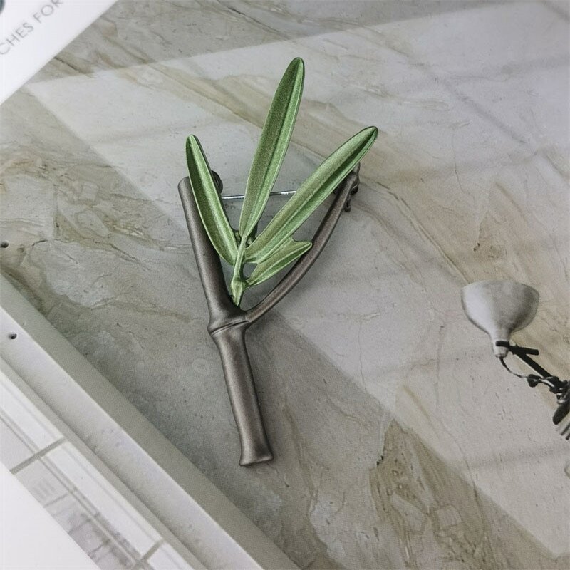 Botanical Brooch Factory - Lapel Pin Bouquet Tree Branch Green Plant Bamboo